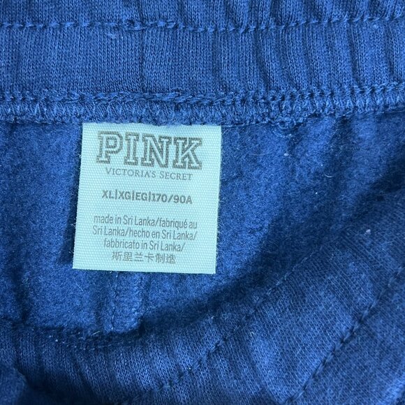 Victorias Secret Pink Navy Lounge Pants Cotton/Polyester Blend Elastic Waist XL - Picture 6 of 7